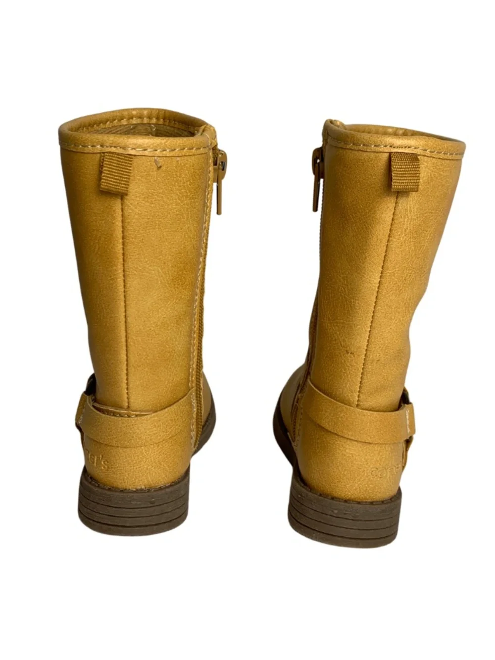 Carter's Tan Riding Style Boots Girl Toddler 4M Side Zippers Buckle Detailing